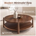 thumbnail image 4 of Dayalane 34.5" Mid-Century Modern Round Coffee Table Shelf, 2-Tier Center Table with Solid Wood Frame, Farmhouse Circle Coffee Table for Living Room Office, Walnut Brown, 4 of 11