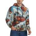 thumbnail image 2 of Kdxio Red Train Hot Air Balloon Print Mens Casual Hooded Collar Drawstring Hoodies Pullover Sweatshirts Casual Long Sleeve Shirts-X-Large, 2 of 7
