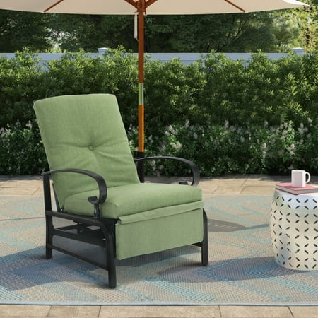 Captiva Designs Patio Recliner Lounge Chair With Cushion Green On Walmart Accuweather Shop