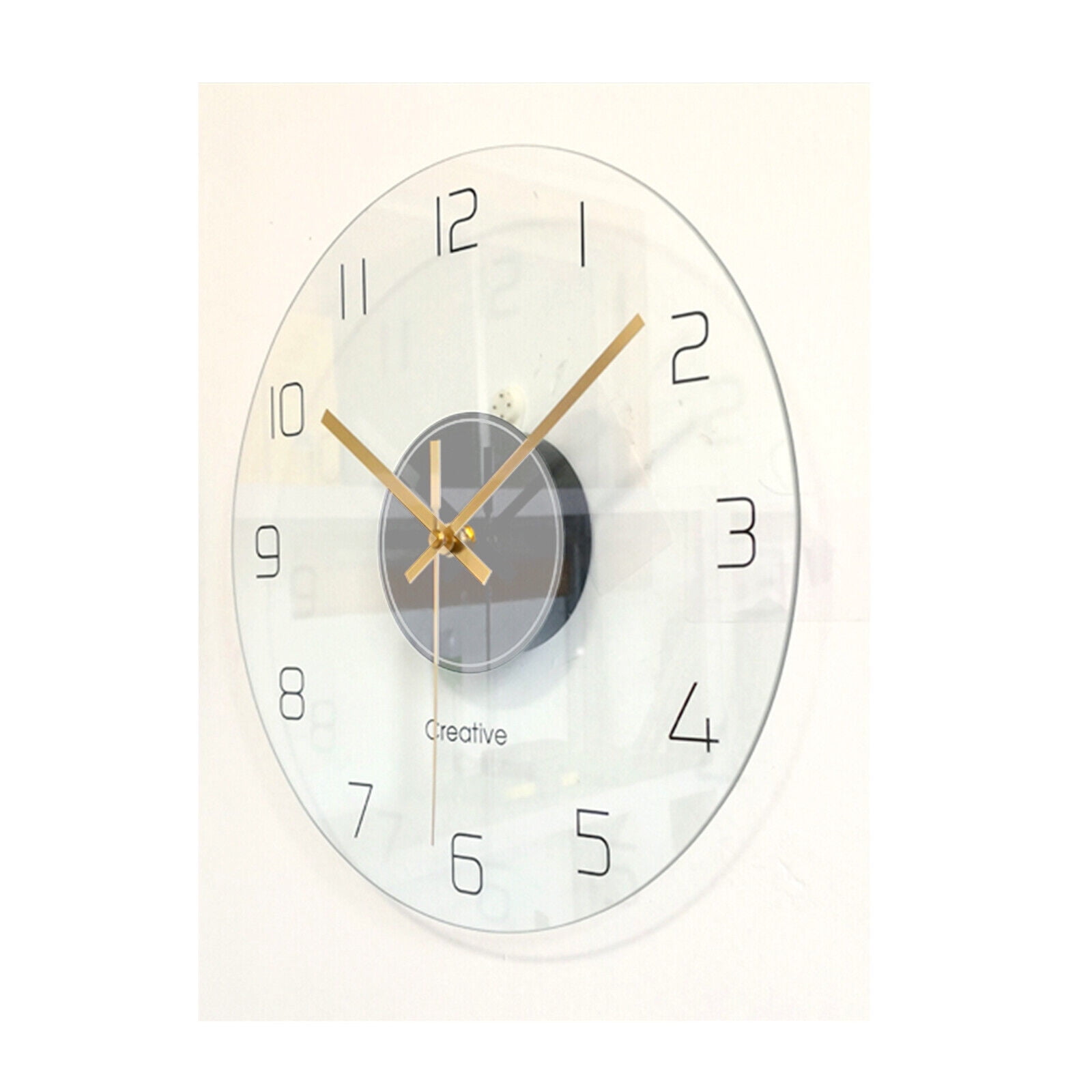 Wall Clock 12 Inch Clear Glass Wall Clocks Non-Ticking Battery Operated Ultra-Quiet Movement Quartz for Office Classroom School Home Living Room