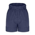 thumbnail image 5 of DDAPJ pyju Flowy Shorts for Women Summer Trendy 2025 Drawstring High Waisted Rolled Hem Shorts Lightweight Comfy Wide Leg Beach Shorts Navy XXL, 5 of 7