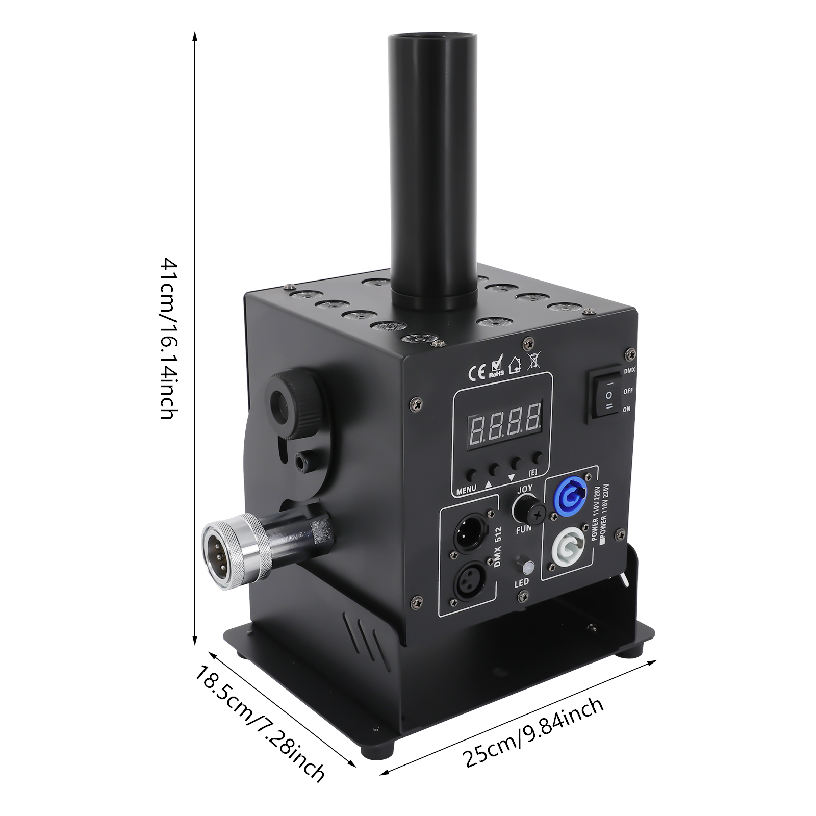 Professional DMX LED CO2 Jet Machine 250W Smoke Effect with 7-Color Light 12x3W LEDs for Stage, Bar