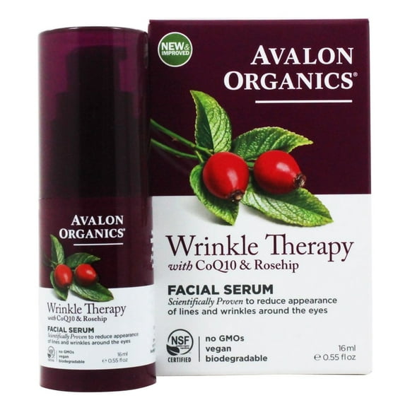 Avalon Organics - CoQ10 & Thérapie des Rides à l'Églantier - 0,55 oz (Anciennement Soins de la Peau à Base d'Enzymes de Défense des Rides)