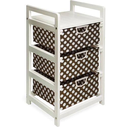 Badger Basket White Three Drawer Hamper/Storage Unit , Brown Polka