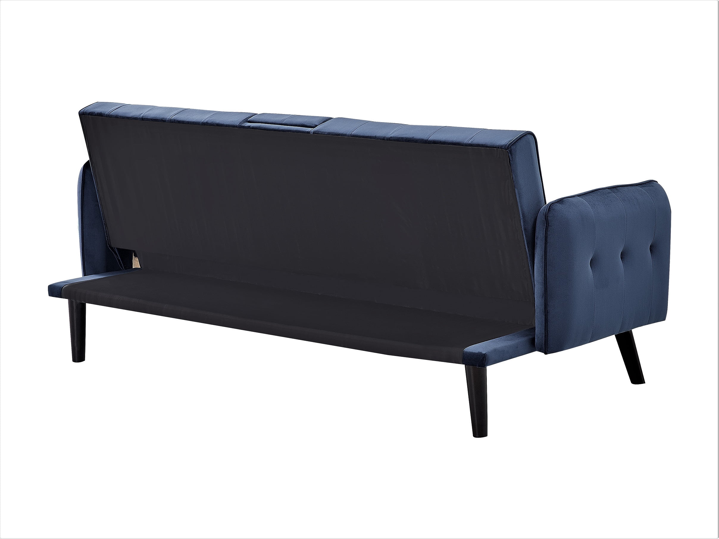 Uspridefurniture Beniamino 78'' Velvet Square Arm Sleeper, Blue