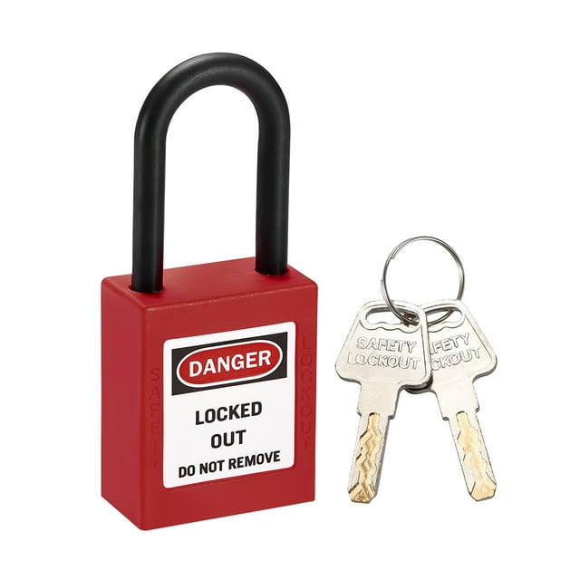 Uxcell Candados de Grillete de Bloqueo y Etiquetado de 1-1/2'' con Llave de Nylon Rojo 1pcs