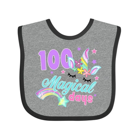 

Inktastic 100 Magical Days with Unicorn Girls Baby Bib