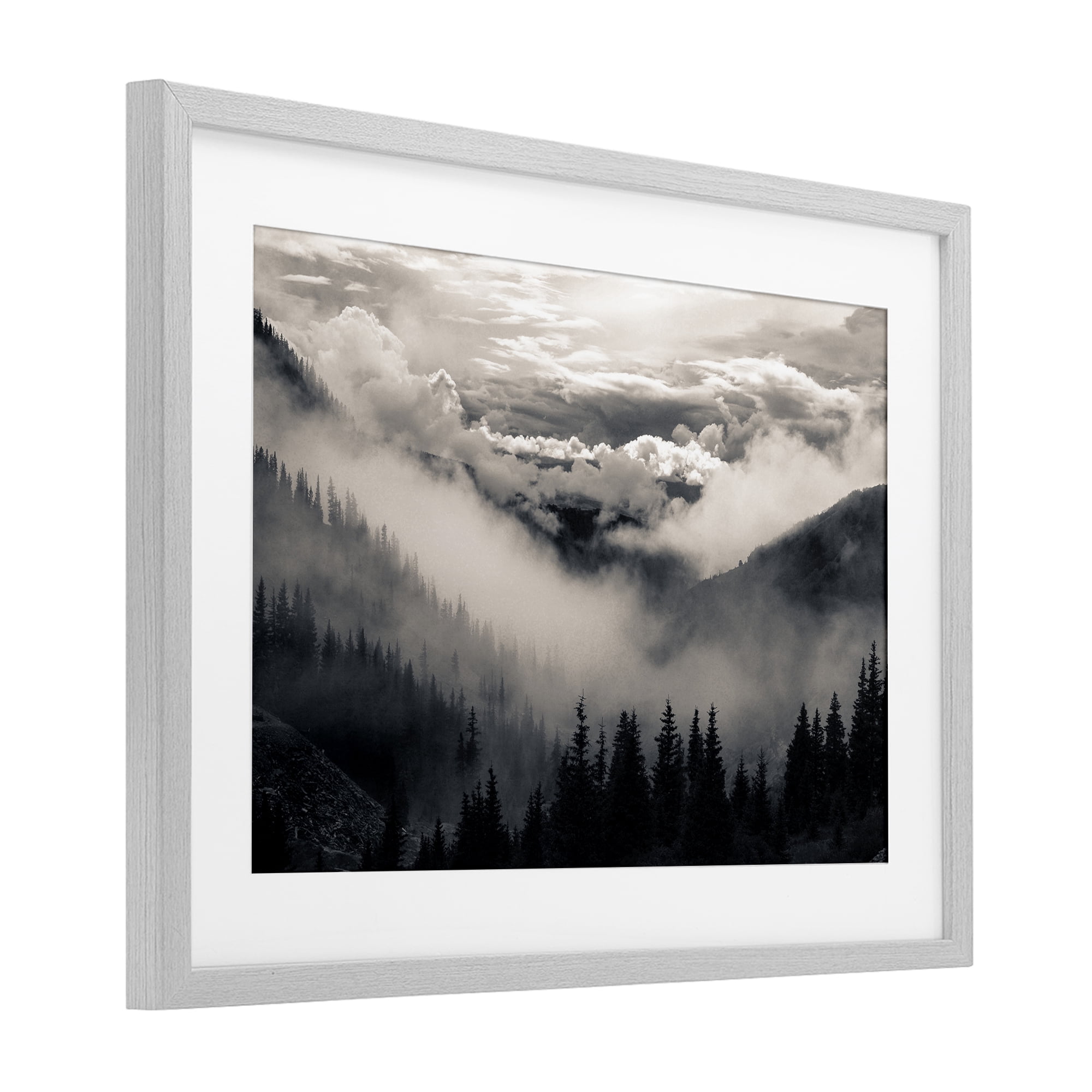 Billowing Fog Atmosphere Gray Framed Print Under Glass, design by Decent Exposures