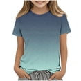 thumbnail image 2 of LWITHSZG Girls Shirts Gradient Texture Cute Short Sleeve Tops Casual Loose Fit Summer Blouses Beach Vacation Basic Tees for Kids 3-12 Years, 2 of 5