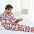 thumbnail image 5 of KLL red blue Snow Mountain Sleepwear Mens Flannel Pajamas,Long Cotton Pj Set, 5 of 7