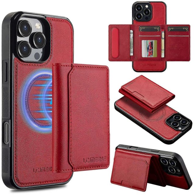 LC.IMEEKE L5 For iPhone 16 Pro Magnetic Phone Case Leather Back Cover with Detachable Card Holder -