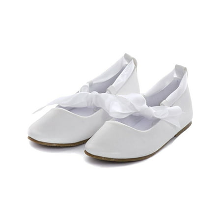 Kids Dream White Ballerina Ribbon Tie Rubber Shoe Little Girl (Best Way To Clean The White Rubber On Shoes)