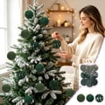 thumbnail image 7 of Qwtwty 12 Pcs Flocked Christmas Ornaments Set, Shatterproof Xmas Tree Decorations Hanging Baubles Set for Indoor Outdoor Holiday Wedding Party Decor, 7 of 7