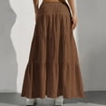thumbnail image 5 of JIRNYORLL Womens Boho Flowy Maxi Skirt Ruffle Tiered Elastic Waist 2026 Fall 2026 Fall Beach Vacation Casual Long Skirts, Brown S, 5 of 7