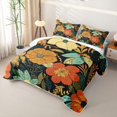 thumbnail image 3 of Erosebridal Hippie Wildflower Bed Spread Queen for Women Girls, Black Orange Boho Floral Queen Coverlet Set, 3-Piece, 3 of 7