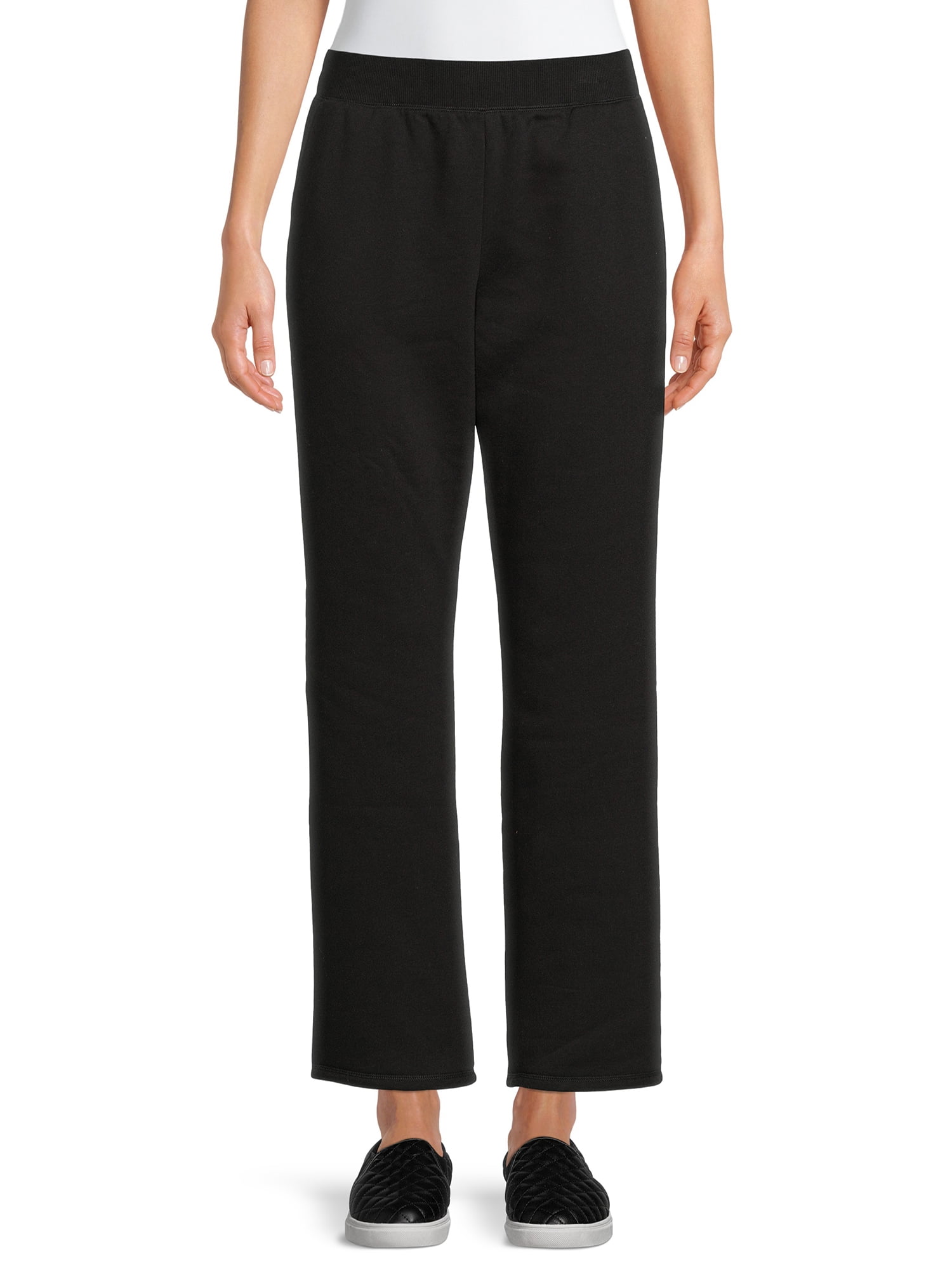 Time & Tru Women's Fleece Straight Leg Pants with Pockets - Walmart.com