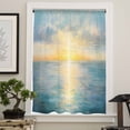 thumbnail image 4 of Ocean Sunset Semi Sheer Curtains Drapes for Living Room, Bedroom, French Doors Window 45 Inches Long, Blue Sky Sea Minimalist Abstract Art Rod Pocket Chiffon Curtain Drapery Voile Draperies Panel, 4 of 6