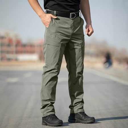Xdegoge Cargo Work Pants for Men Outdoor Lightweight Quick Dry Fishing Climbing Trousers with Zipper Pockets Breathable Ripstop for Hiking Camping Hunting