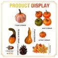 thumbnail image 3 of Mini Artificial Pumpkin Gourd and Leaf Fall Decor Set, Harvest Pumpkin Ornament Kit, Thanksgiving Table Centerpiece Bowl Filler Cornucopia Basket Decoration, 1 Set, Multisize, 3 of 8