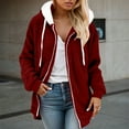 thumbnail image 3 of Autumn and Winter Loose Plush Zipper Jacket, Red Xxxxl, 3 of 4