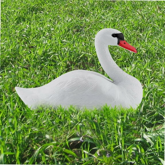 White Swan Statue Garden Ornament - Resin Figurine Sculpture for Yard Decoration, Elegant Swan Design for Landscaping Art & Crafts.