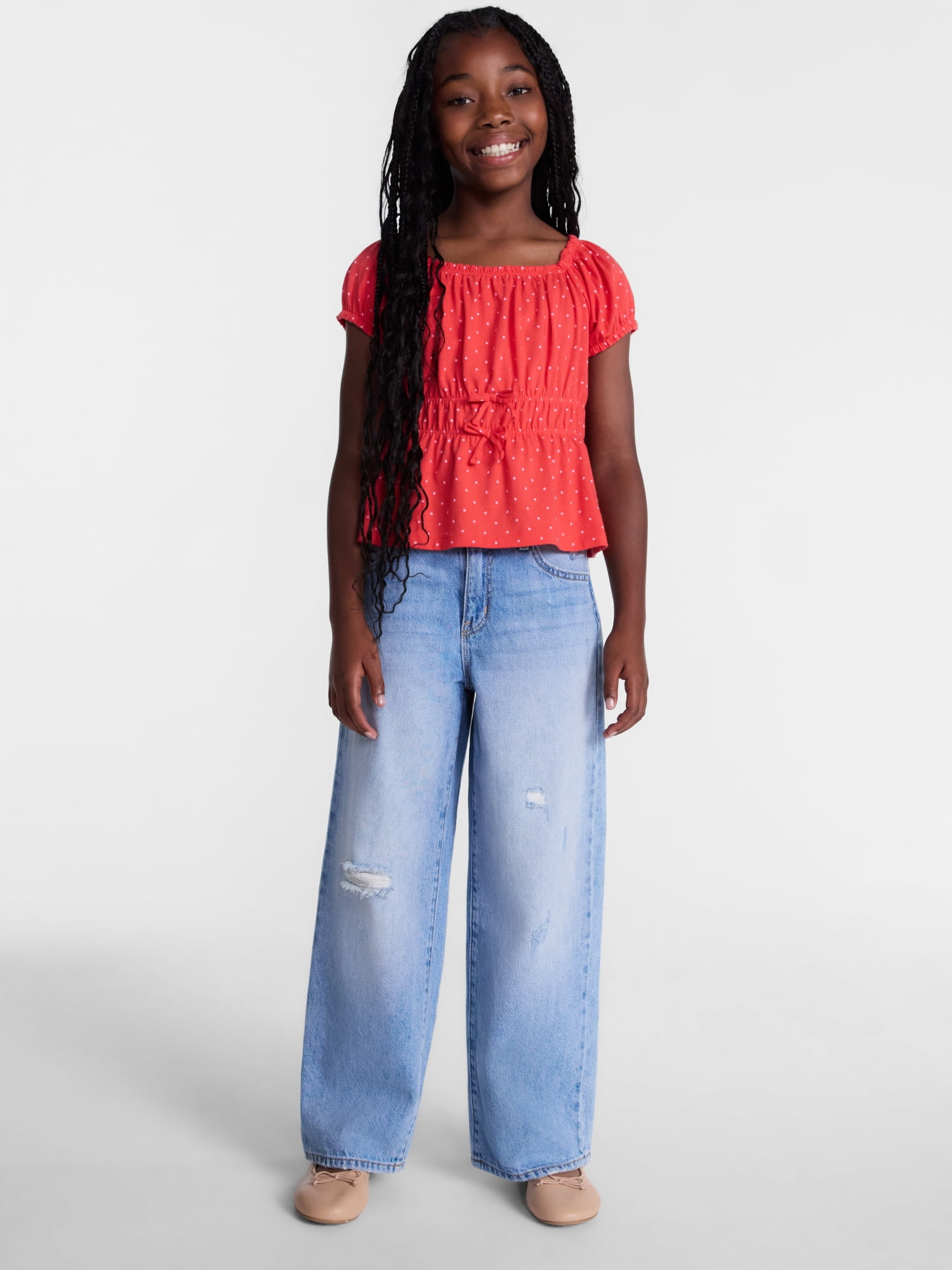 Wonder Nation Girls Baggy Wide Leg Jean, Sizes 5-18