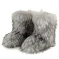 thumbnail image 1 of Botas Invierno A Media Pantorrilla Nieve Piel Sintética Peludas Mujeres Esponjosas Cálidas Cómodas Zapatos Planos Al Aire Libre, 1 of 8