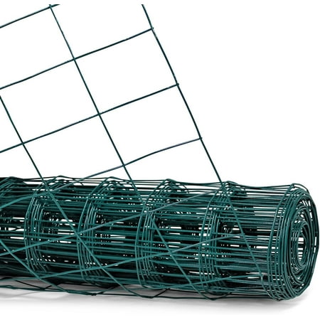 Fencer Wire Vinyl Coated 16 Gauge Welded Fence Wire Roll, Mesh Size 2-Inch x 3-Inch, Green Metal Garden Fencing Wire Grid Hardware Cloth, Multiple Use for Home Improvement