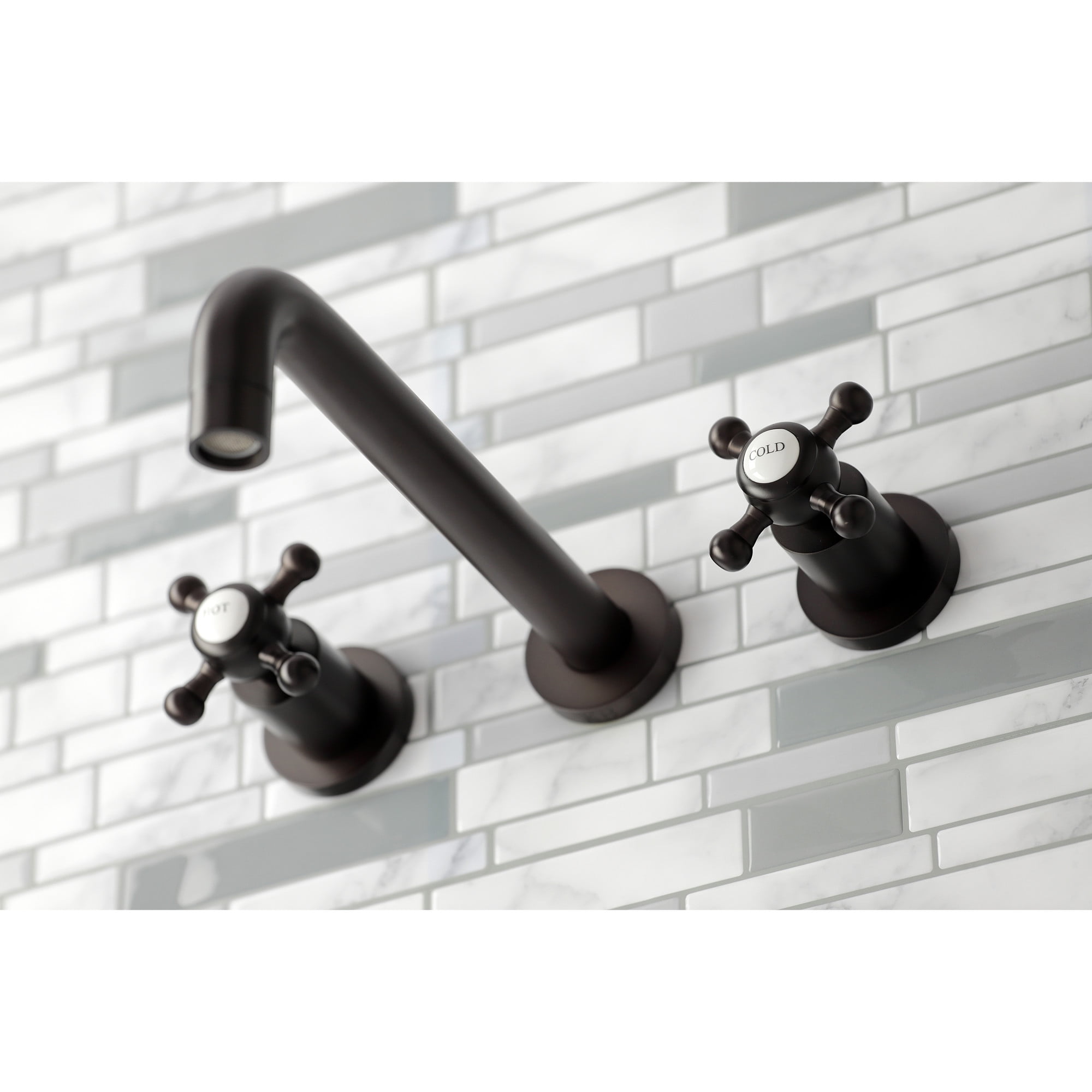 Kingston Brass KS8025BX Metropolitan Two-Handle 3-Hole Wall Mount Roman Tub Faucet in Oil Rubbed Bronze