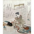 thumbnail image 3 of Shinsai, Ryuryukyo 12x14 Black Modern Framed Museum Art Print Titled - A Girl With Two Cats, 3 of 5