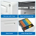 thumbnail image 6 of Fesbos 3 Drawer Rolling Metal File Cabinet with Lock for Hanging A4/Legal/Letter Size,Under Desk Filing Cabinet for Home Office, Assembly Required, White, 6 of 9