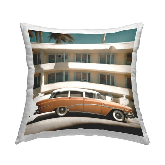 Stupell Industries Antique Car in Miami Decorative Printed Throw Pillow Design by Noah Bay.