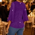thumbnail image 7 of IUYRTFE Women's V-Neck Mesh Split Sleeve Top Glitter Party Blouse Loose Fit Evening Wear, 7 of 7