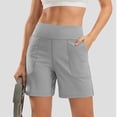 thumbnail image 4 of SWSMCLT Women's High Waisted Shorts Spandex Thin Elastic Waist Yoga Shorts Running Soft Biking Silver Grey 14, 4 of 5