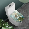 thumbnail image 2 of ZIATUBLES Daisy Butterfly Print Washable Stretch Fabric Toilet Bowl Lid Cover with Elastic Edges Fits Round Oval Elongated Lids Bathroom Decor Accessories, 2 of 6