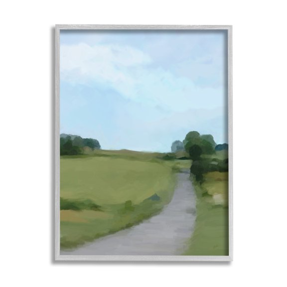 Stupell Industries Abstract Path Through Grassland Rural Landscape Scene Painting Gray Framed Art Print Wall Art, Design by Amy Hall