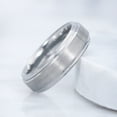 thumbnail image 2 of 7mm Silver Tungsten Rings for Men Brushed Finish Wedding Band with Beveled Edges Comfort Fit, 2 of 5