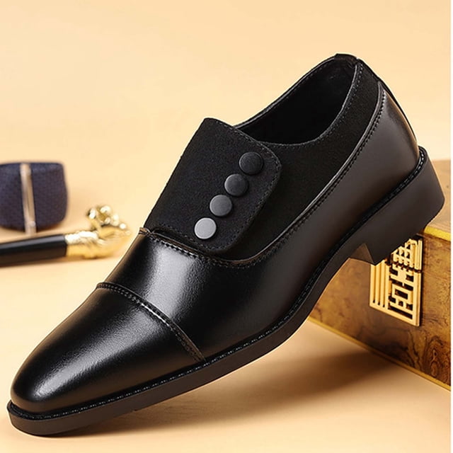 Handshe Men's Business Formal Soft-Sole Leather Shoes – Fashionable Casual Design with Solid Color for Summer, Versatile for Formal and Casual Occasions,Plus Size