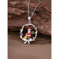 thumbnail image 3 of CACA LADY 925 Sterling Silver Christmas Santa Claus Necklace for Women Santa Claus Wreath Pendant Bow Leaf Edge Design Holiday Christmas Jewelry Gift for Wife Stocking Stuffers for Women, 3 of 6