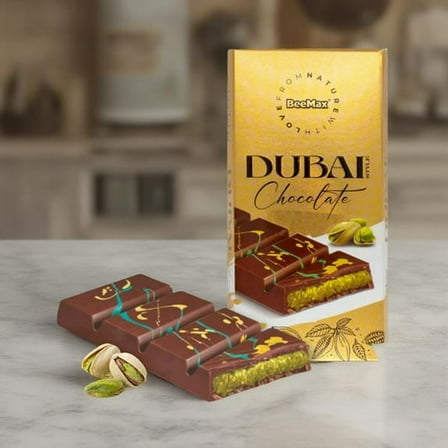 Dubai Chocolate Bar Luxurious Middle Eastern Treat | Hand-Harvested Pistachios, Golden Kadayif Crisps, Velvety Tahini, and Premium Milk Chocolate 3.3oz