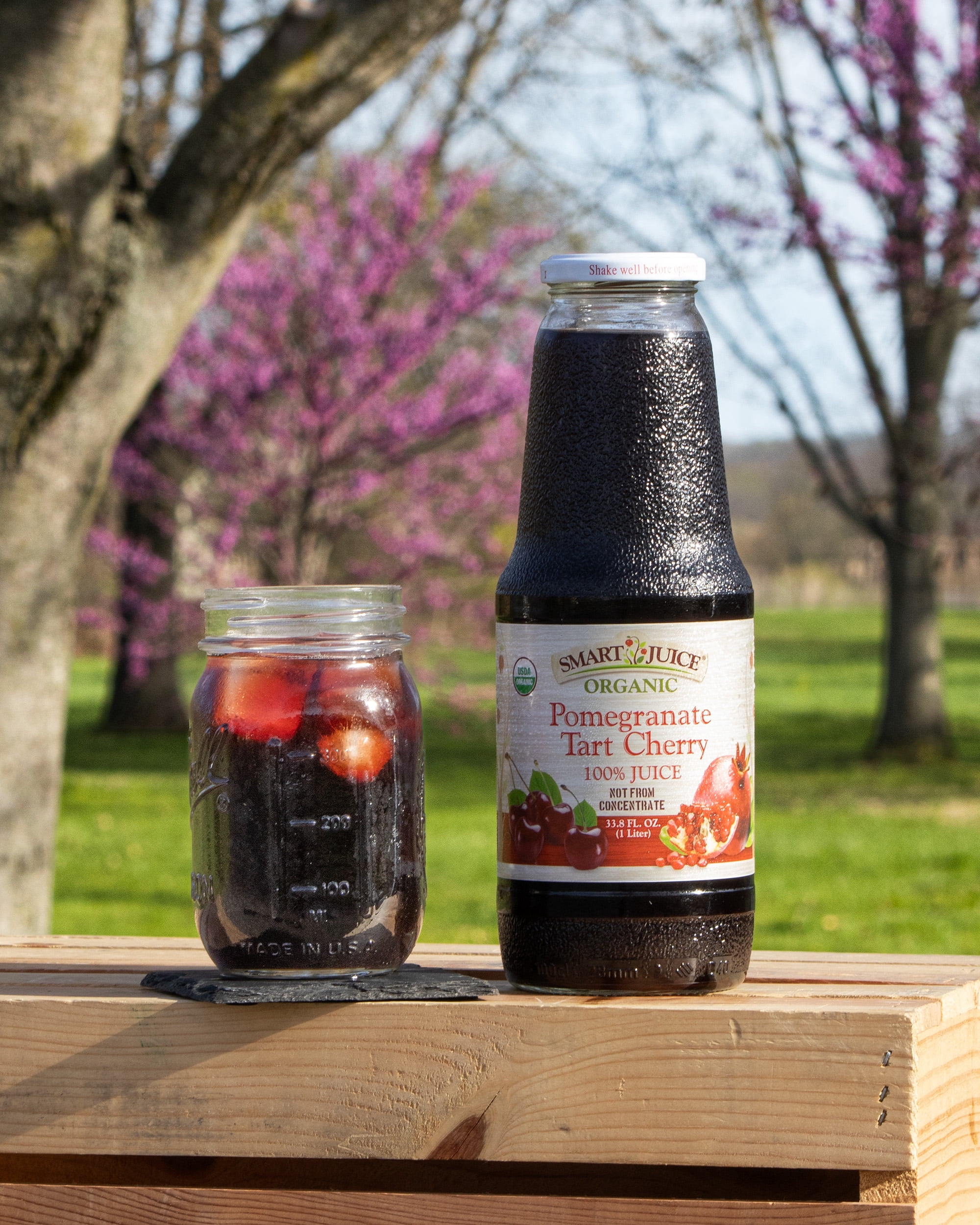 Smart Juice Organic Pomegranate–Tart Cherry Juice - 100% Juice, Not From Concentrate - 33.8 fl oz (1L) - (case of 6)