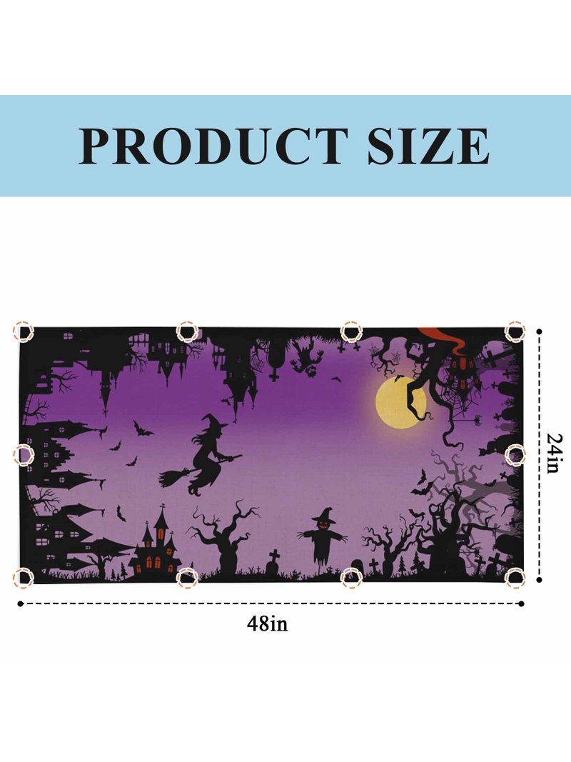 4-Pack Halloween Fluorescent Light Covers – Full Moon Night Sky Decorative Magnets, 4x2 Feet, Eye-Friendly Classroom/Office Ceiling Light Filters