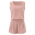 thumbnail image 5 of Curuila Womens Two Piece Set Shorts Suit Solid Color Square Neck Sleeveless Shirts Comfort Casual Outfit Set Rd1 Size M, 5 of 8