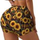 thumbnail image 1 of Fotbe Brown Blue Plaid Sunflower Shorts Sin Costuras – Shorts Deportivos de Cintura Alta para Mujer, Elásticos para Gimnasio, Yoga, Running o Ciclismo-Medium, 1 of 8