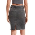 thumbnail image 3 of INSPIRE CHIC Women's Denim Ripped Raw Hem High Waisted Stretch Above the Knee Jean Skirts Gray 2XL, 3 of 6