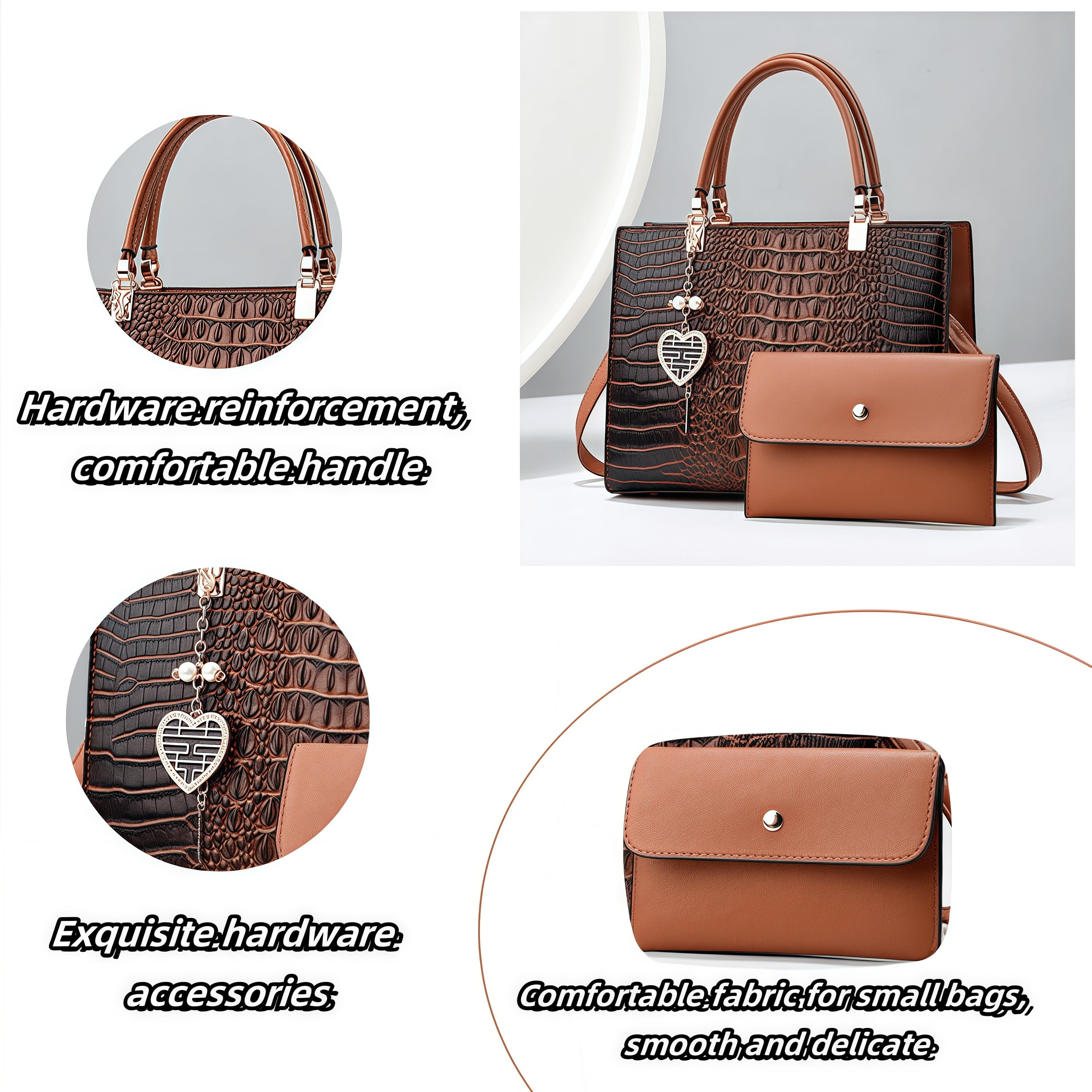 Crocodile Double Bag Set Handbag, 2-Piece