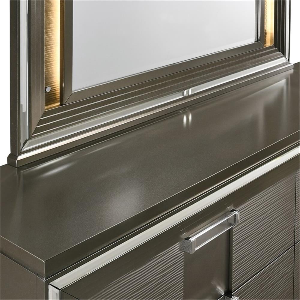 Picket House Furnishings Charlotte 6-Drawer Dresser w/ Mood Lighting Mirror