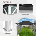 thumbnail image 4 of EAGLE PEAK 12x10 Outdoor Aluminum Frame Hardtop Gazebo with Galvanized & Powder Coated Steel Double Roof, Includes Netting and Curtains, for Garden, Patio, Deck and Lawn, 4 of 7