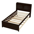 Platform Bed with Trundle and Storage Headboard, Twin Trundle Bed Frame