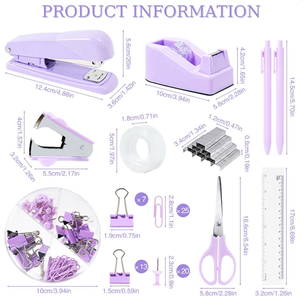 Purple Desk Organizers And Accessories With Organizer 360° Rotating Pen Holder Office Supplies  Cute Stationery Set